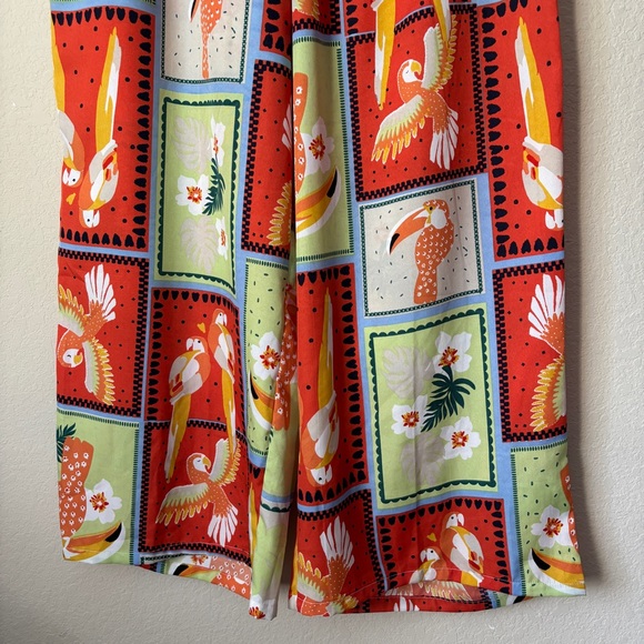 Live 4 Truth XL Novelty Tropical Bird Print Pull On Wide Leg Pants - Picture 4 of 11